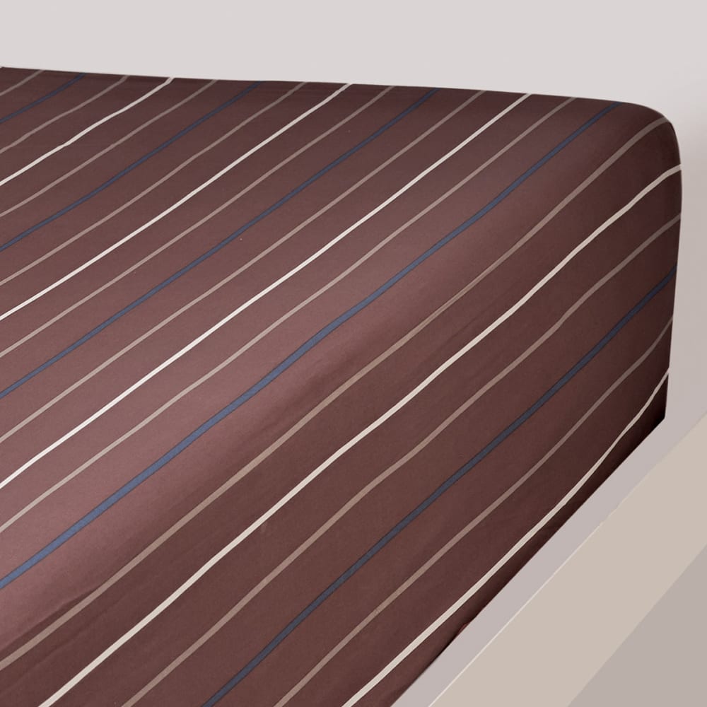 Drap housse satin de coton bonnet 30 cm  noisette 160x200 cm