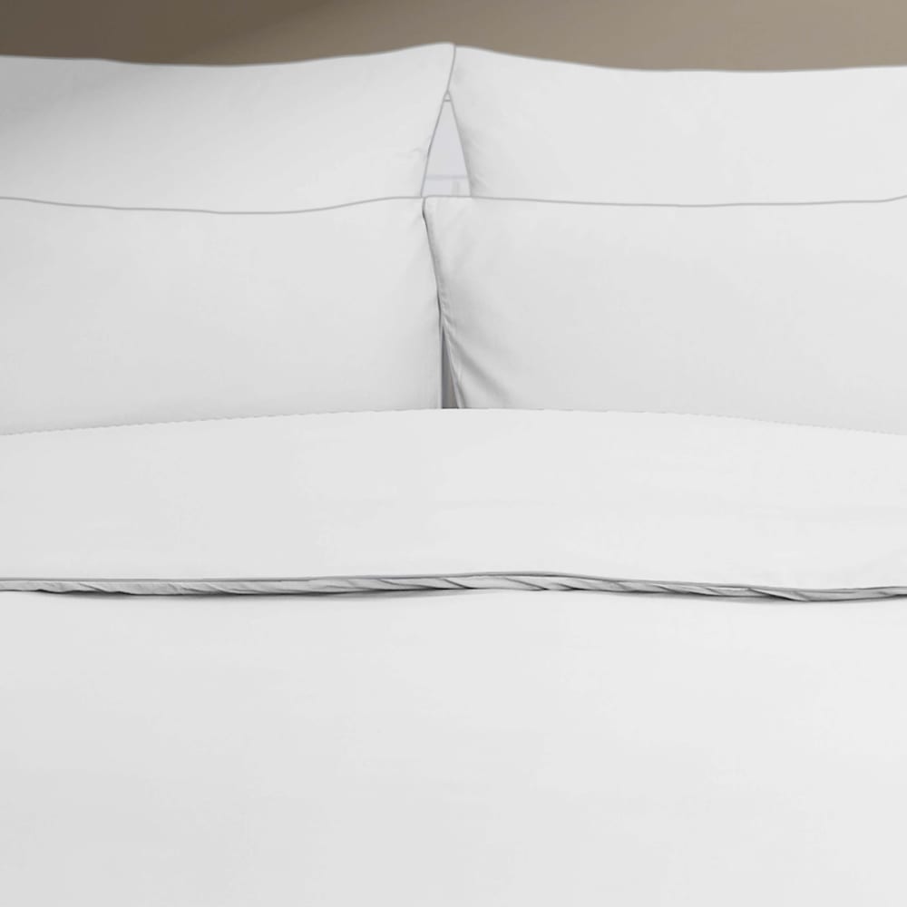 Housse de couette en percale coton  blanc/gris perle 140x200 cm - Maisons du Monde