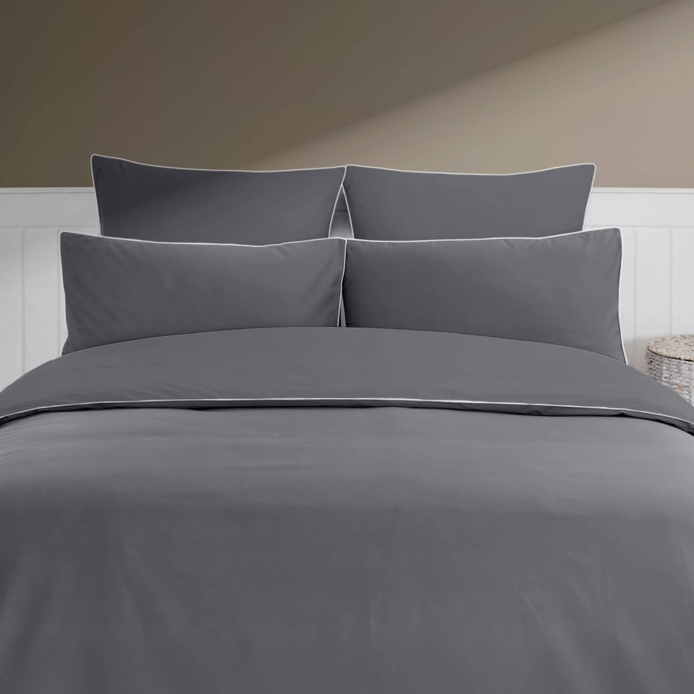 Housse de couette en percale coton  anthracite/blanc 200x200 cm
