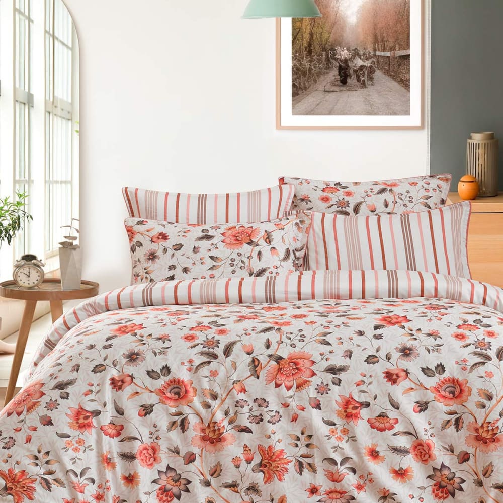 Housse de couette en satin de coton 120 fils  auburn 260x240 cm