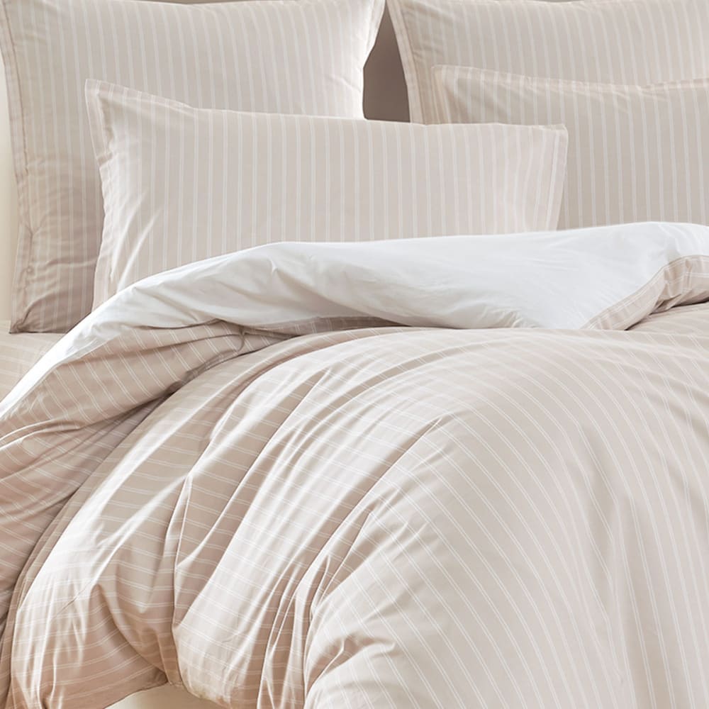 Parure de lit percale avec 2 taies 65x65 cm ficelle 240x220 cm — vue 3
