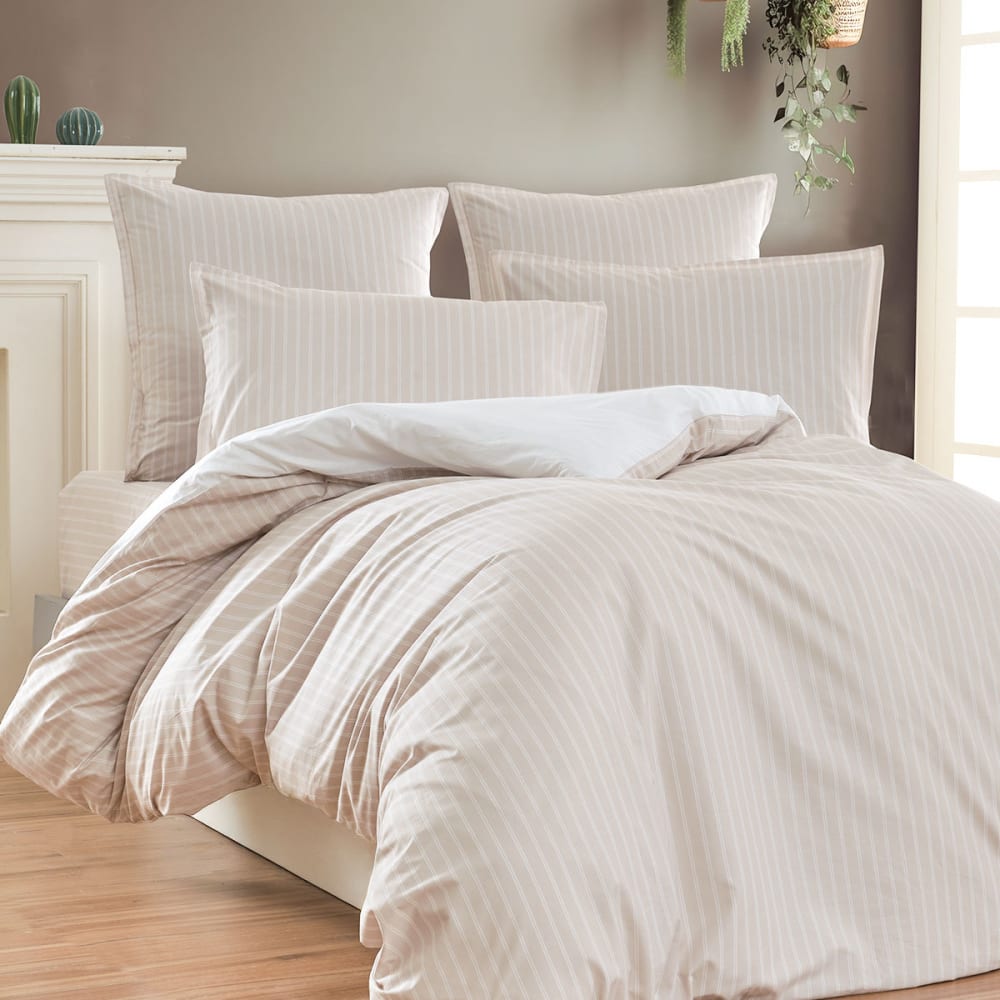 Parure de lit percale avec 2 taies 50x70 cm Ficelle 260x240 cm