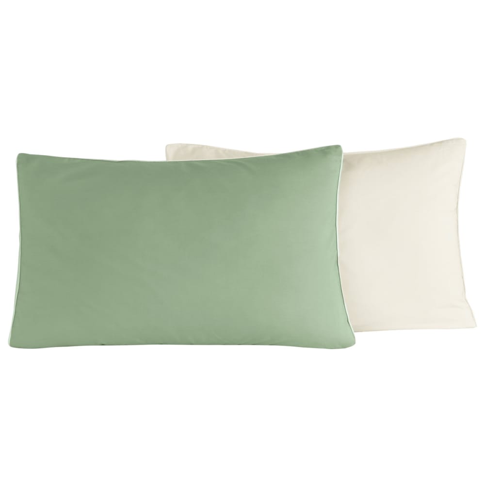Parure de lit + 2 taies rectangles sauge/ecru 240x220 cm — vue 4