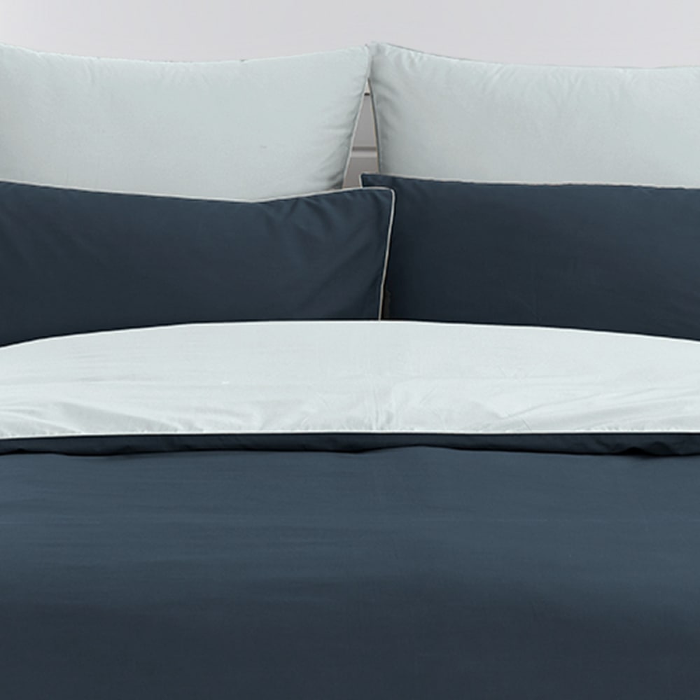 Parure de lit + 2 taies rectangles Indigo/Nuage 140x200 cm