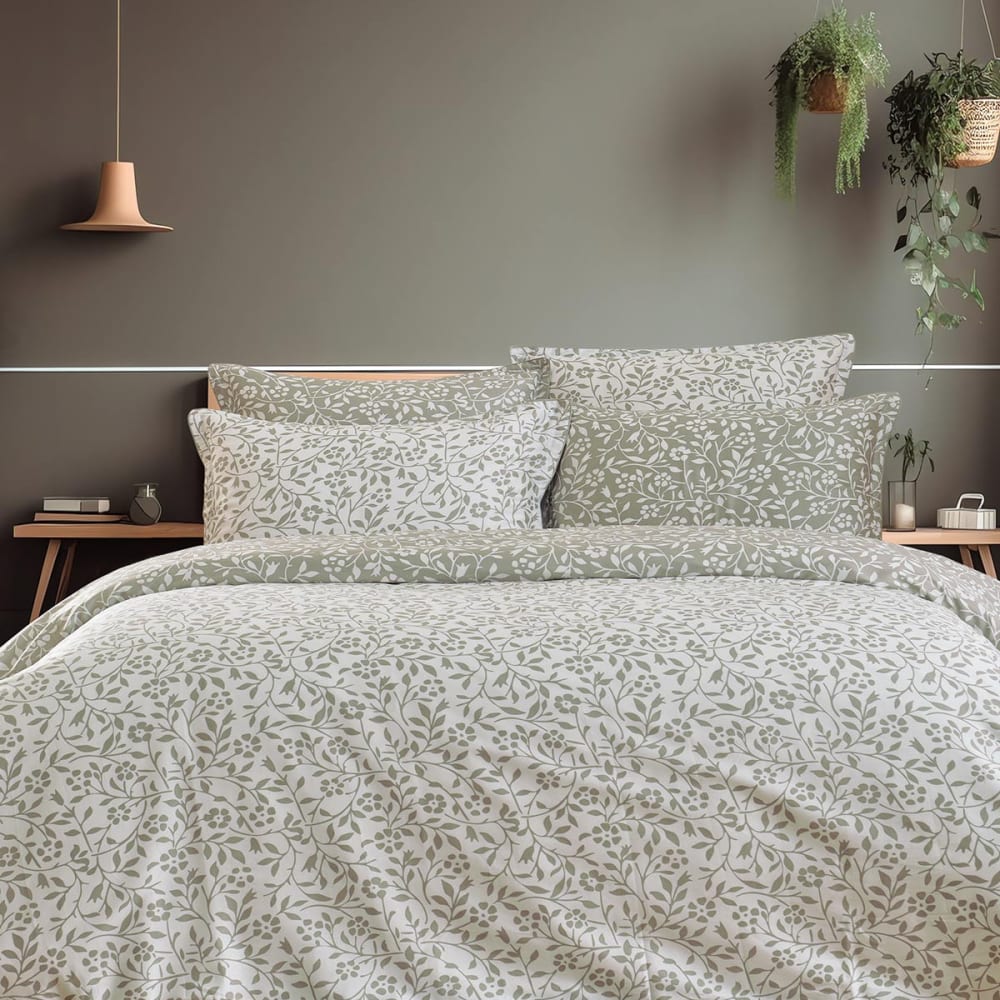 Parure de lit satin avec 2 taies 50x70 cm sauge 260x240 cm