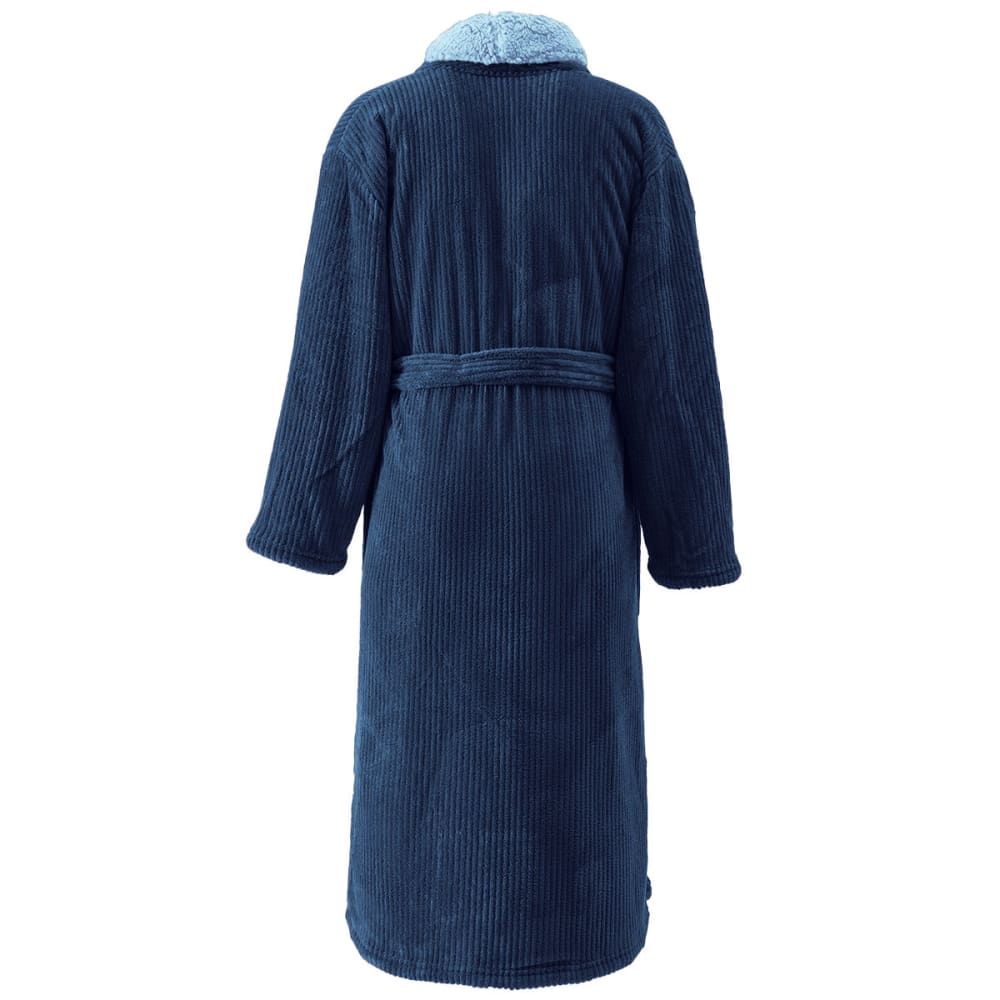 Peignoir polaire mixte côtelé ultra chaud  denim L