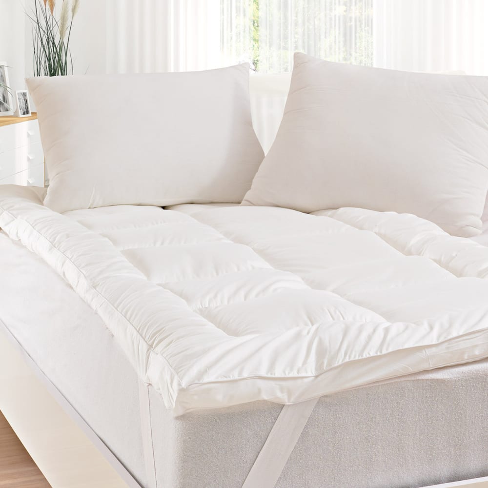 Surmatelas de confort 3 cm percale de coton 7 blanc 160x200 cm - Maisons du Monde