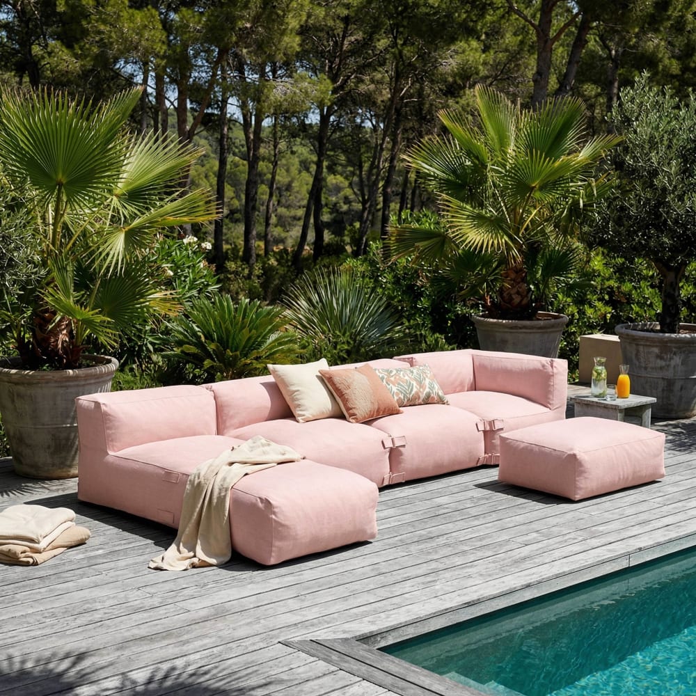 Salon de jardin modulable 5 places rose poudré