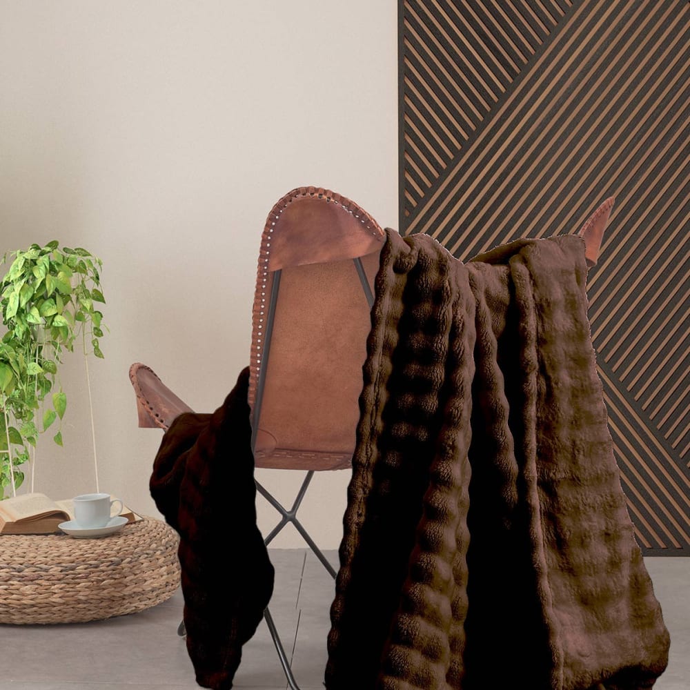 Pplaid polaire doux et - noisette
