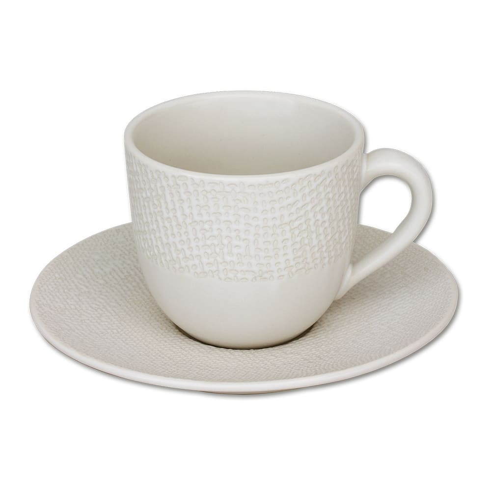 Lot de 6 tasses à café avec sous-tasses blanches 12 cl Lot de 6 tasses à café avec sous-tasses blanches 12 cl