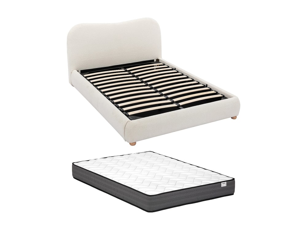 Lit coffre polyester blanc 120 x 190
