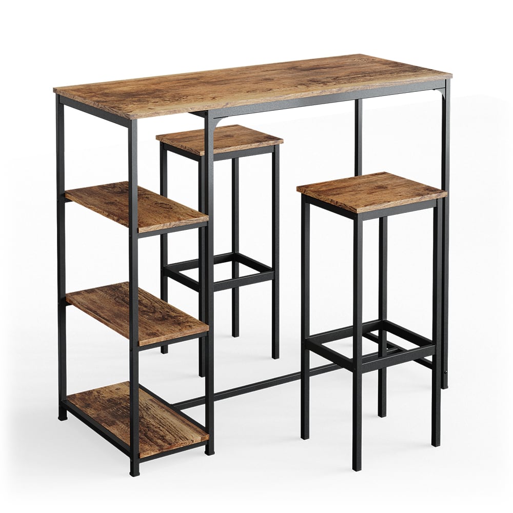 Set table bar étagères 2 tabs bar Bois antique 120x105cm 120x105cm