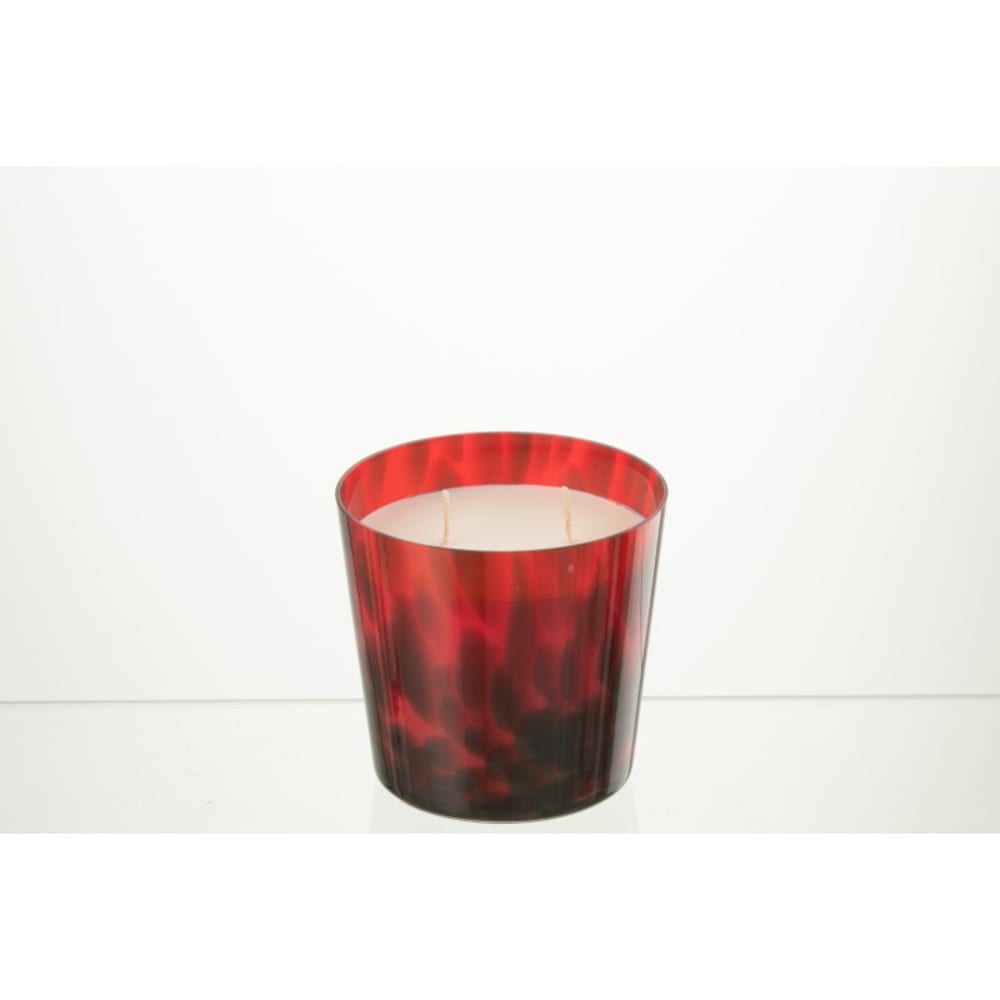 Bougie parfumée 50h et verre rouge 12x12x12 cm