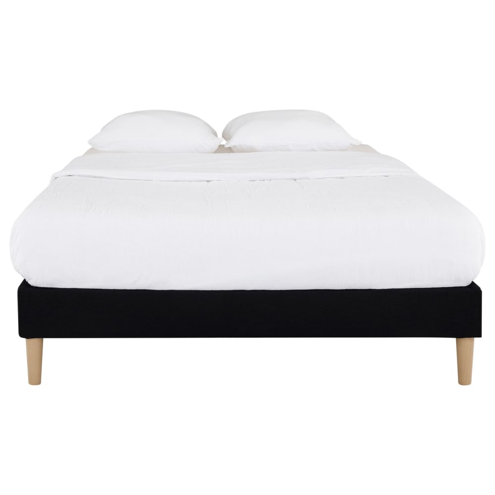 Sommier tapissier à lattes, noir 120 x 190 cm