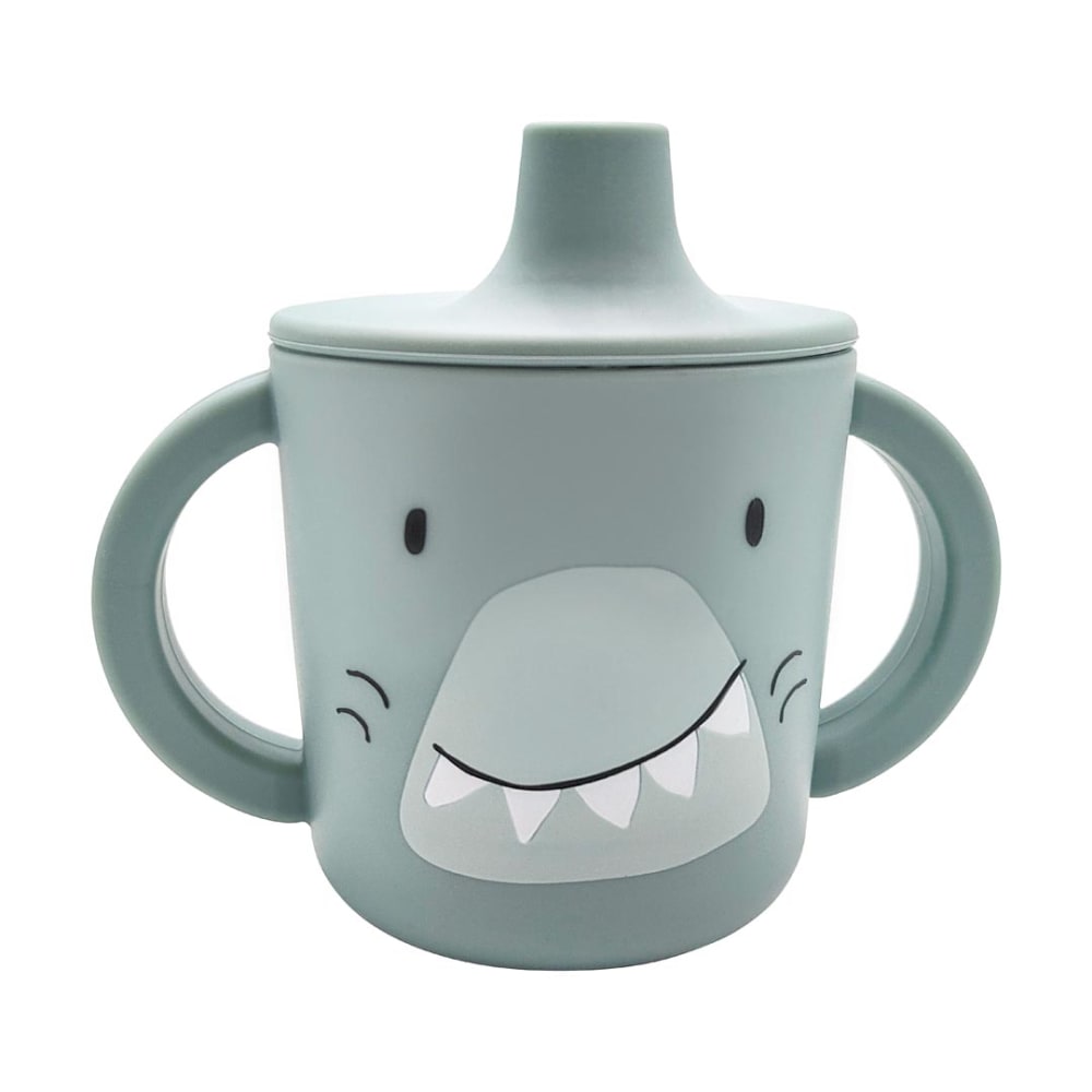 Tasse d'apprentissage en silicone gris 12x7,5x10cm