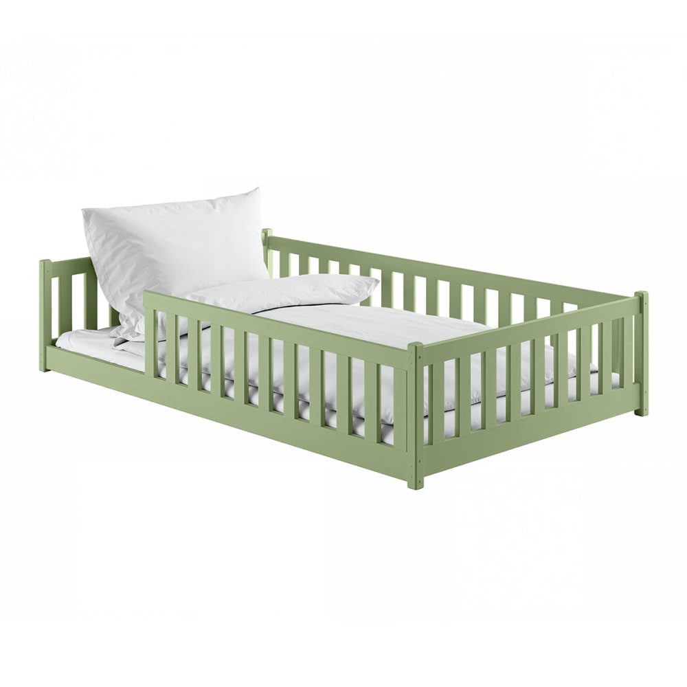 Lit au sol 120x200 sommier inclus bois vert Lit au sol 120x200 sommier inclus bois vert