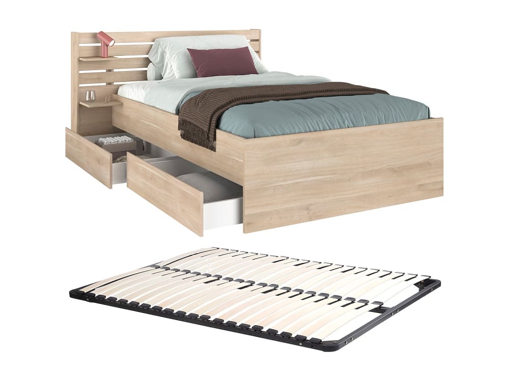 Cadre de lit effet bois  120 x 190 cm