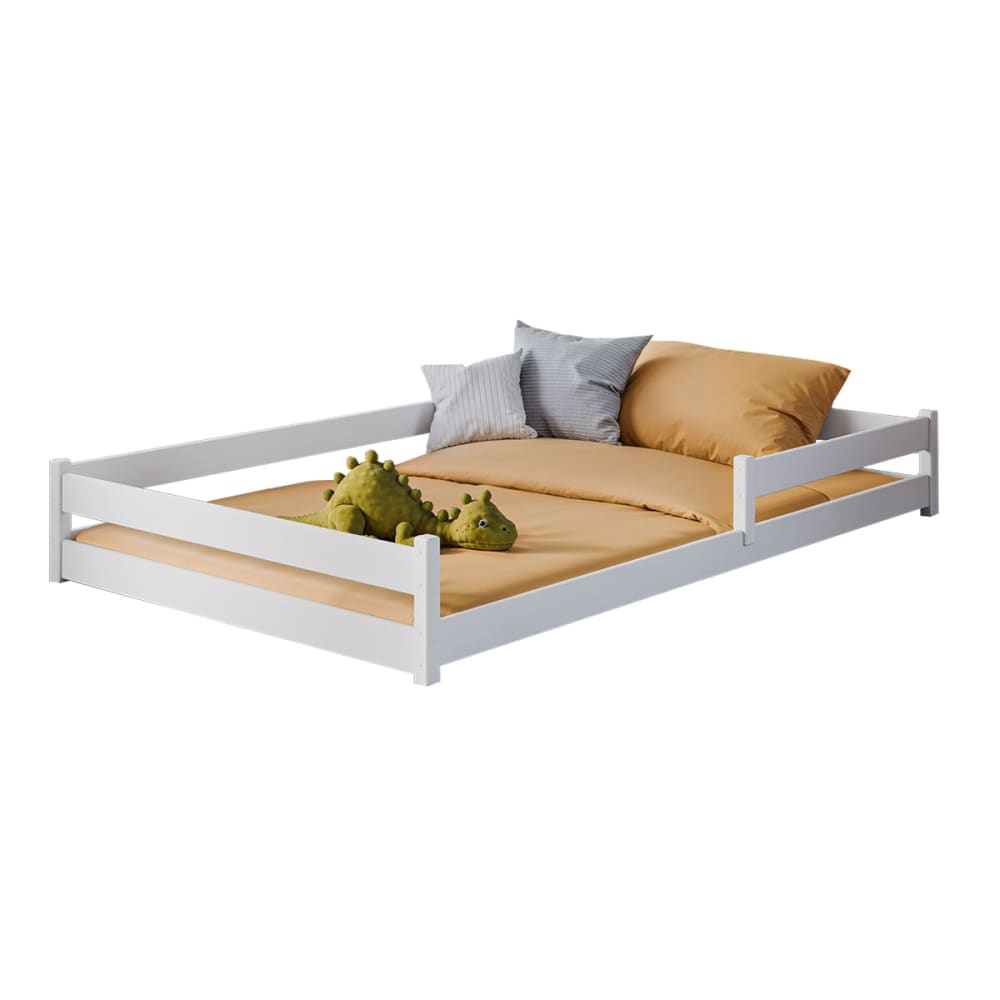 Lit au sol 120x200 sommier inclus bois blanc Lit au sol 120x200 sommier inclus bois blanc