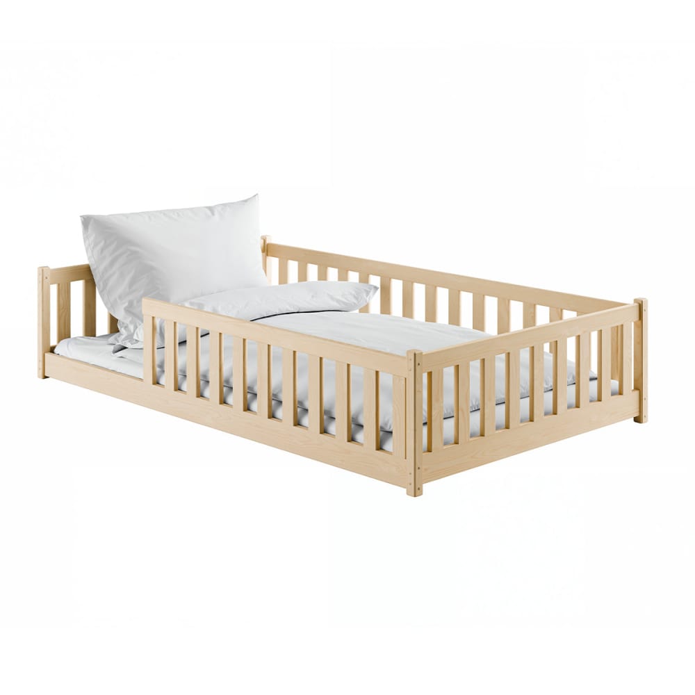 Lit au sol 120x200 sommier inclus bois marron Lit au sol 120x200 sommier inclus bois marron