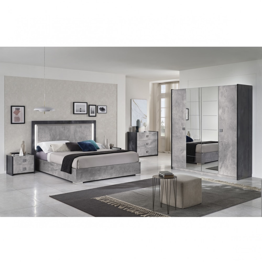 Commode  3 tiroirs longueur 120cm gris effet pierre - Maisons du Monde