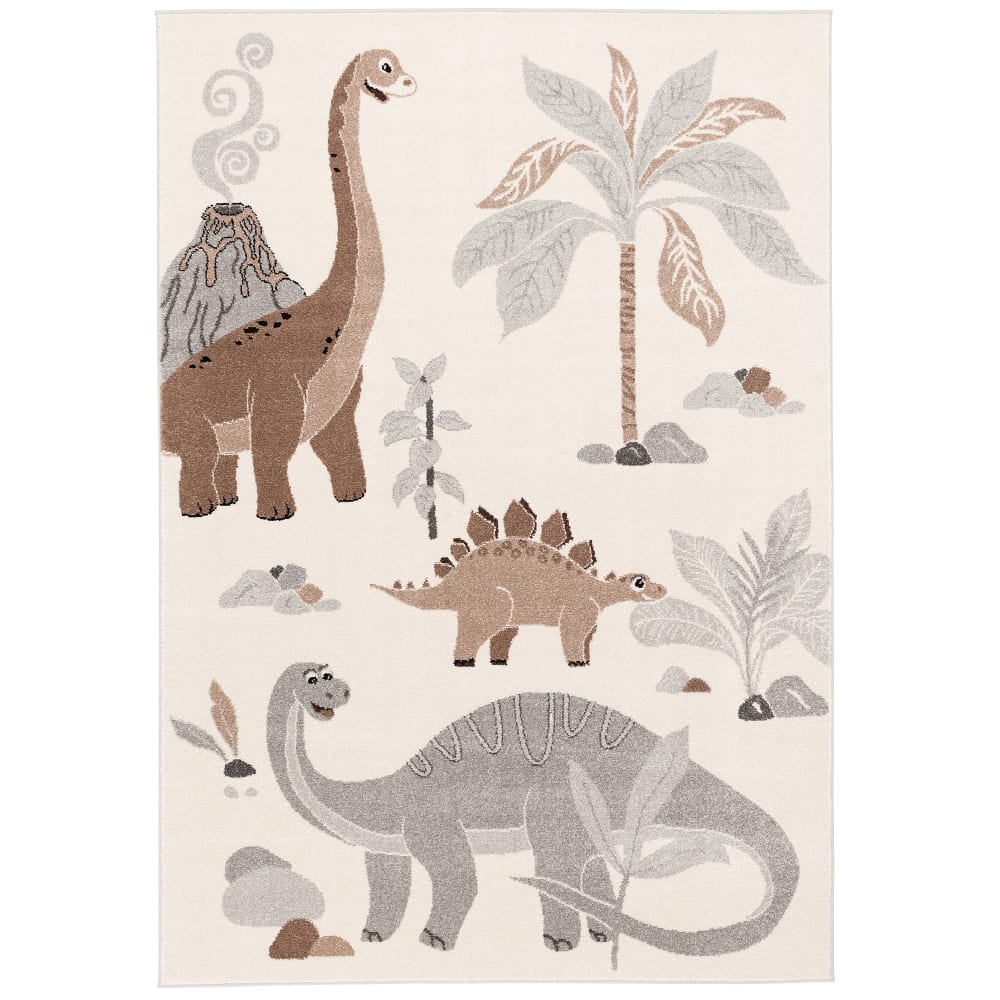 Tapis enfant monde des dinosaures gris 120x170 cm