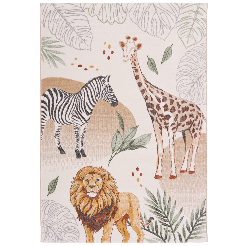 Tapis enfant girafe zebre lion multicolore 120x170 cm