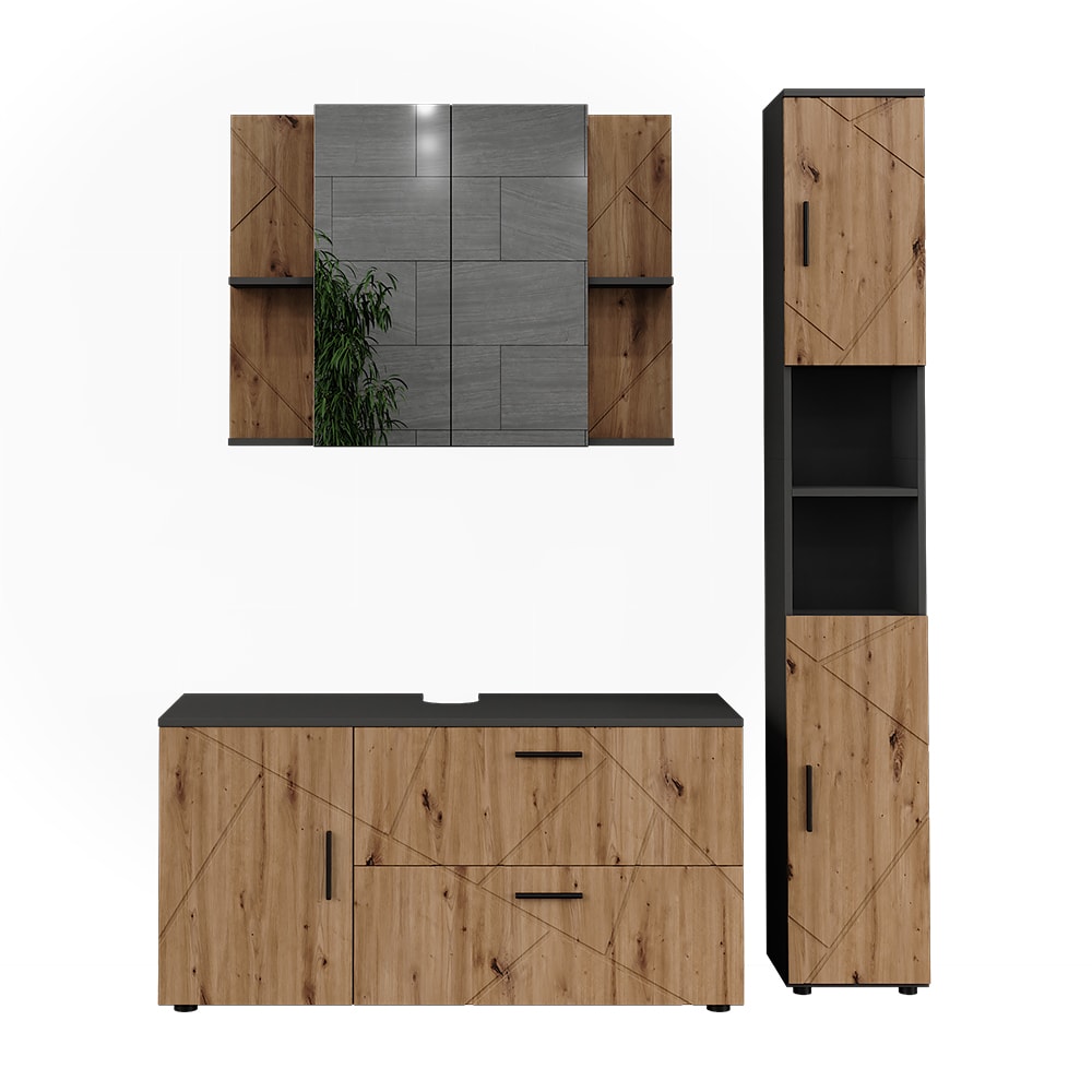 Ensemble de meubles de salle de bains 3 pièces Anthracite 120,1x60,6cm — Beyit