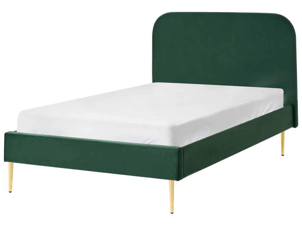 Lit double en tissu vert 120x200
