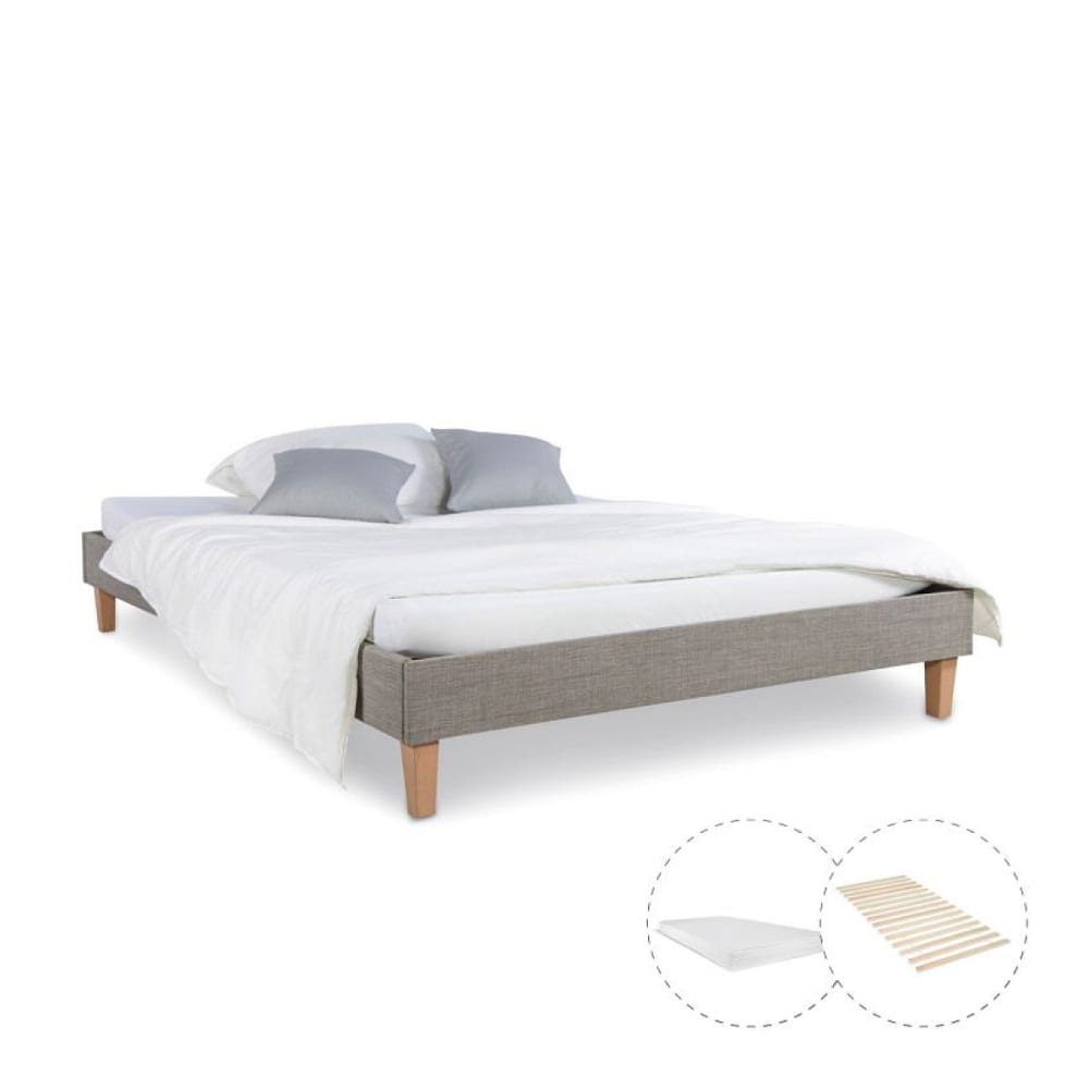 Lit capitonné avec matelas et sommier 120x200