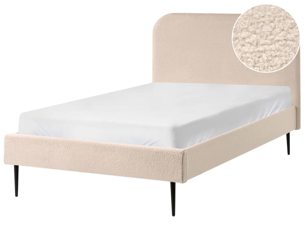 Lit double en tissu beige 120x200 Lit double en tissu beige 120x200
