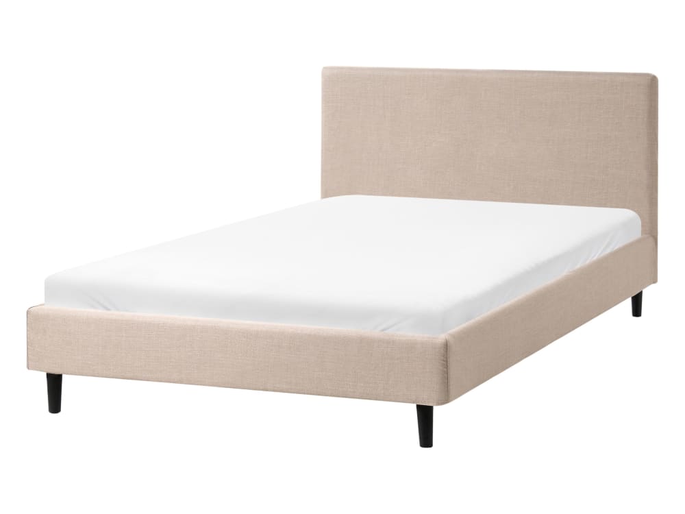 Lit double en tissu beige 120x200
