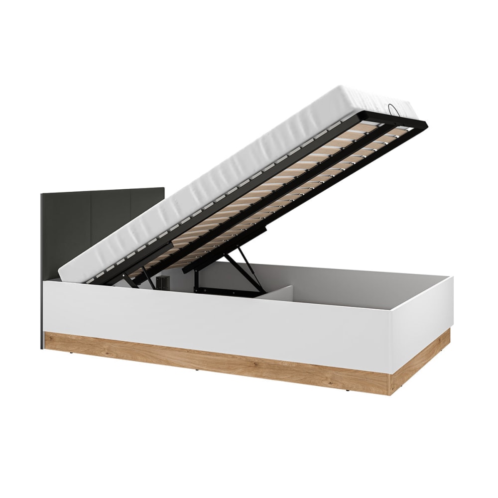 Lit coffre 120x200 sommier inclus façade mdf blanc