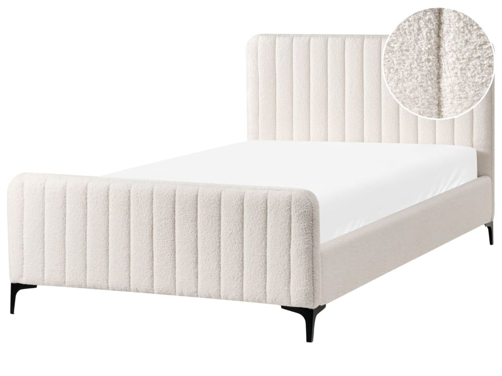 Lit double en tissu blanc