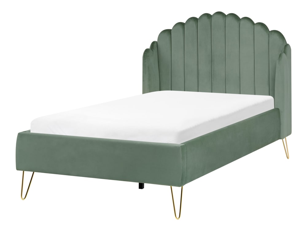 Lit double en tissu vert