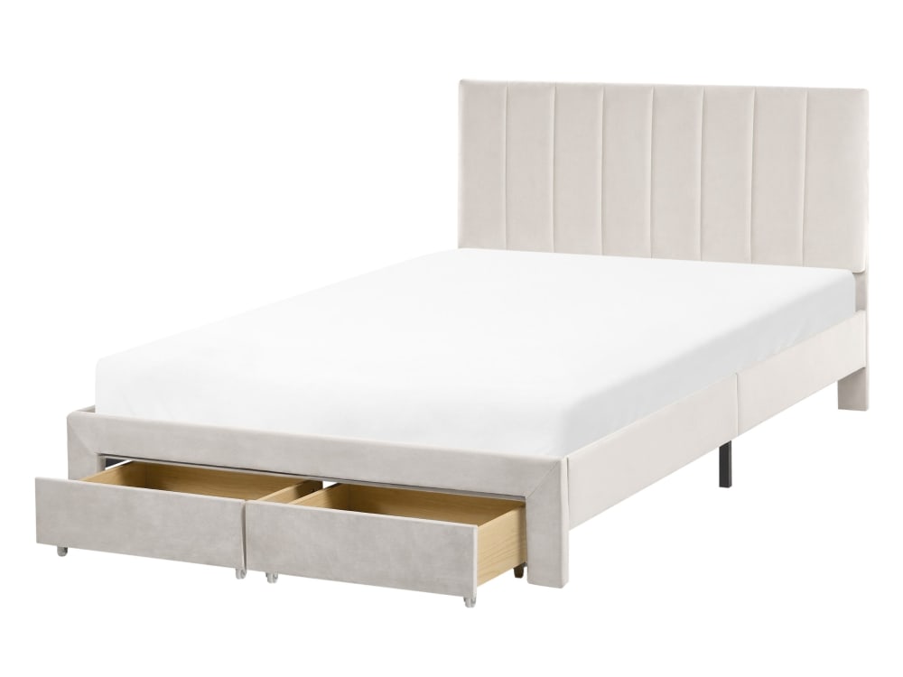 Lit double en tissu blanc 120x200