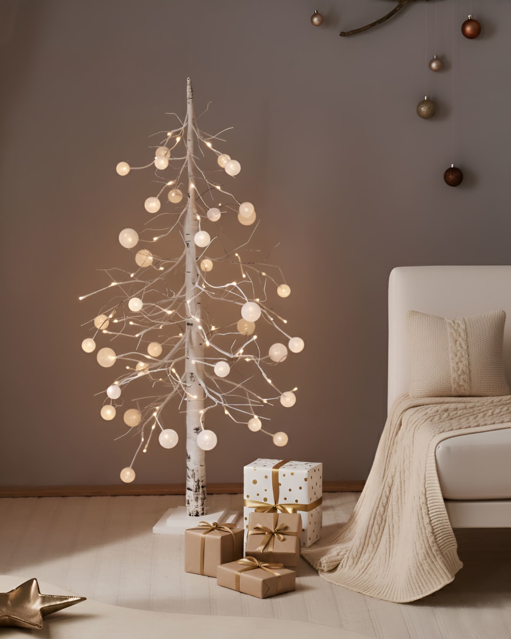 Décoration extérieure led arbre de noël 122 cm blanc