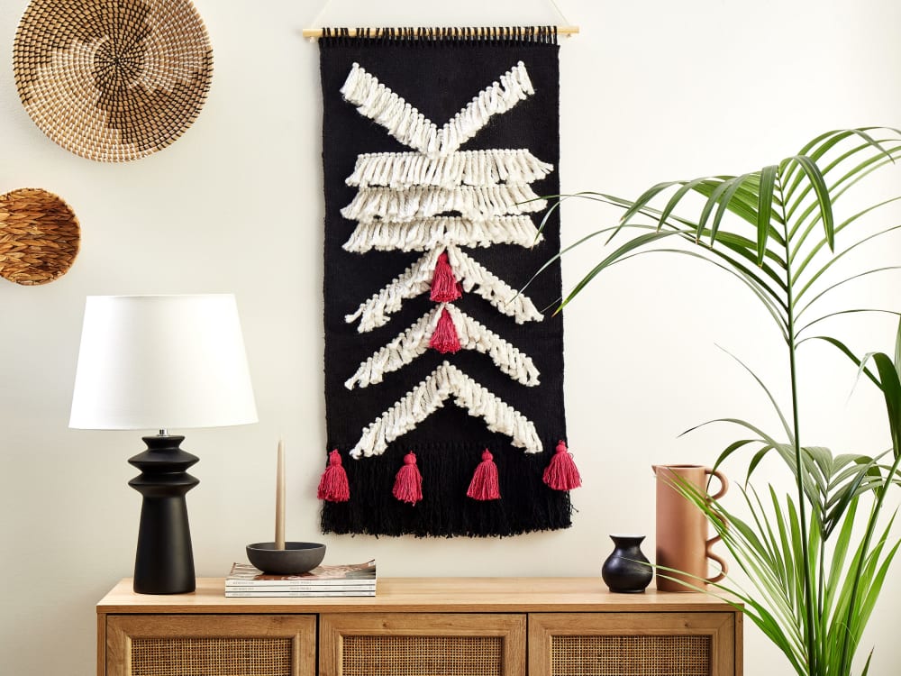 Suspension murale en tissu 123 cm coton noir — vue 3