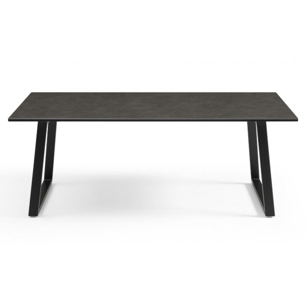 Table basse 120x60 cm céramique gris foncé pieds luge
