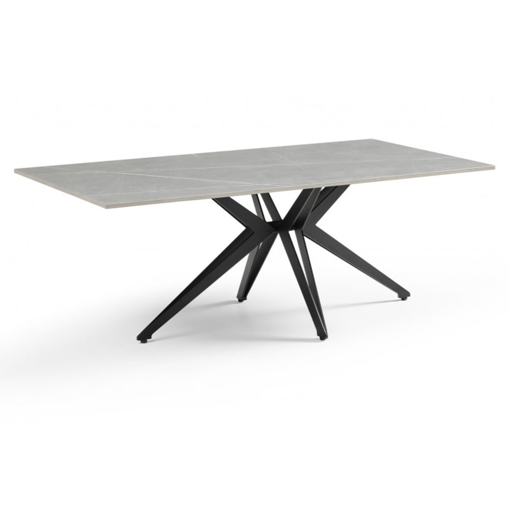 Table basse 120x60 cm céramique gris marbré pied étoile