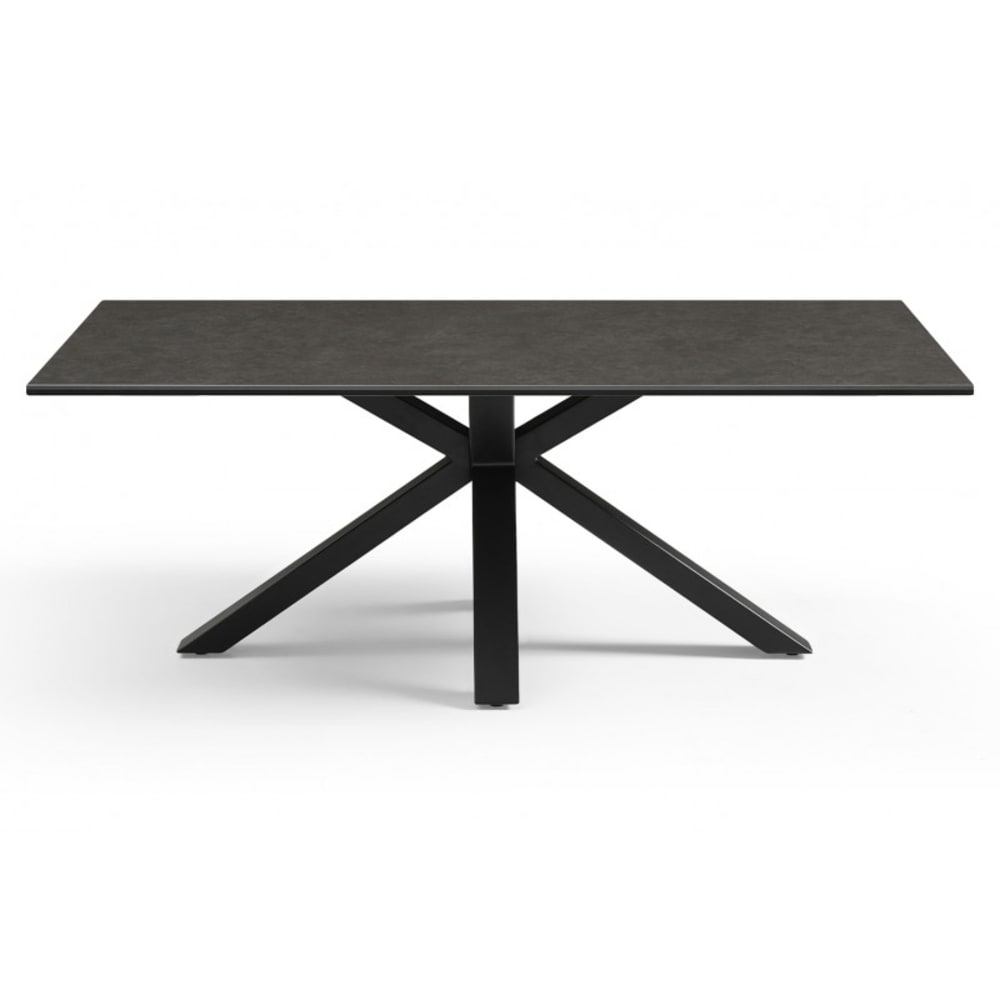 Table basse 120x60 cm céramique gris foncé pied croix
