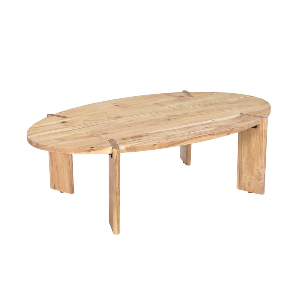 sweeek Ovaler Couchtisch aus Akazienholz natur 120 cm style exotic Braun