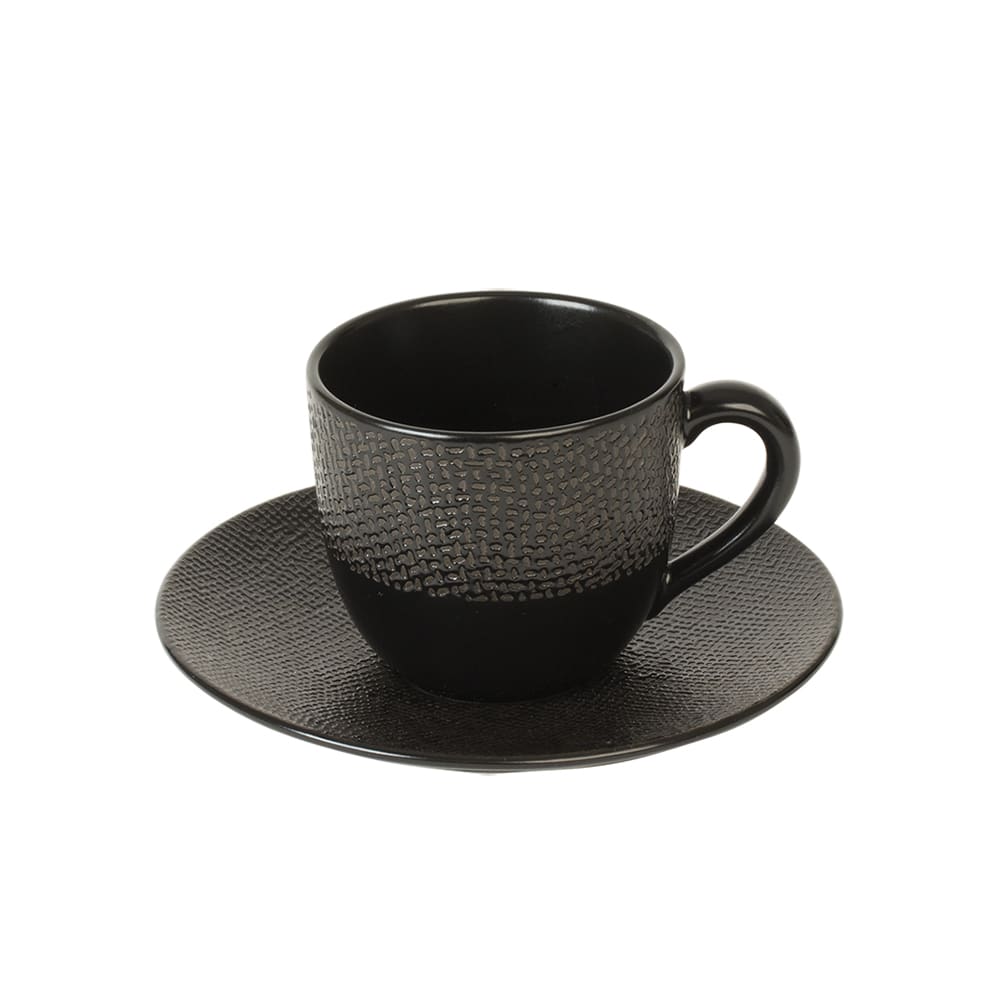 Lot de 6 tasses à café avec sous-tasses noires 12 cl Lot de 6 tasses à café avec sous-tasses noires 12 cl