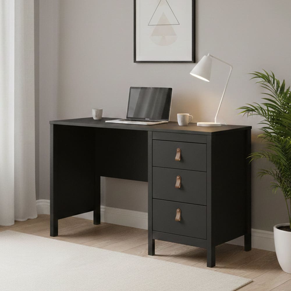 Bureau en bois noir 120.4x48x76.5h cm