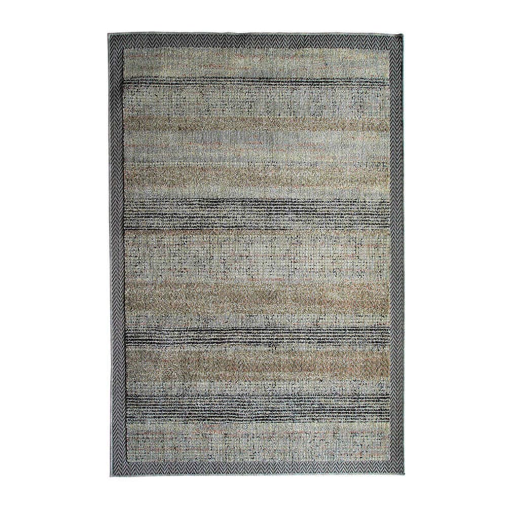 Tapis recyclé motif lignes beige noir 120x170