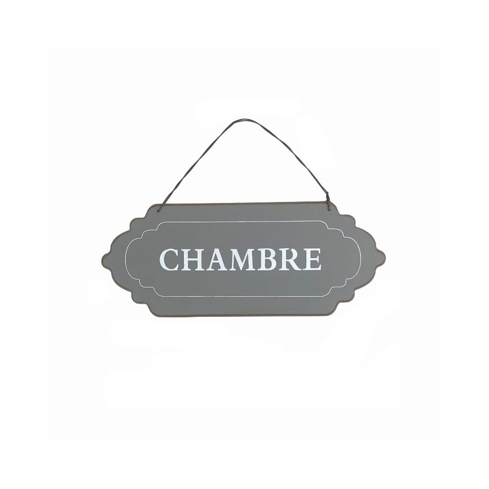 Plaque de porte décorative vintage chambre fer gris 12x7cm