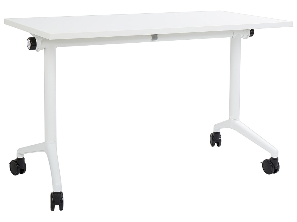 Bureau pliable 120 cm 60 cm avec roues blanc Bureau pliable 120 cm 60 cm avec roues blanc