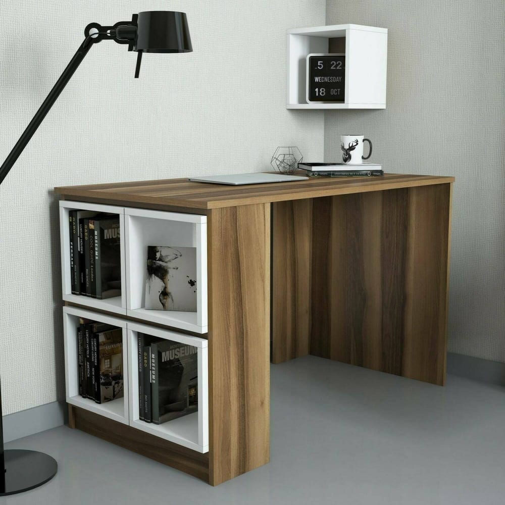 Bureau en bois noyer marron 120x65x75h cm