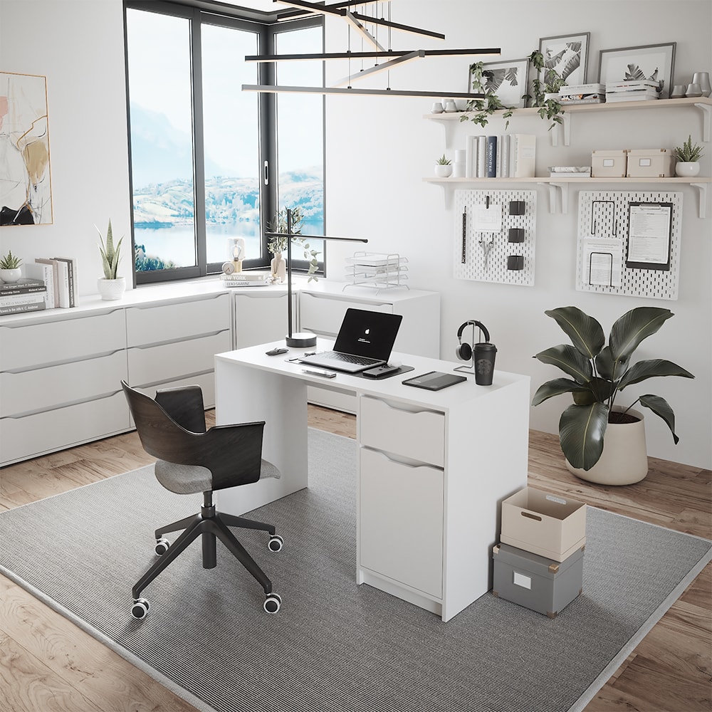 Bureau avec tiroir, blanc 120 x 75.6cm