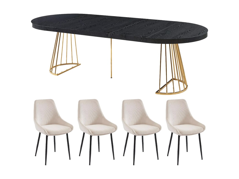 Ensemble table et chaises mdf noir Ensemble table et chaises mdf noir