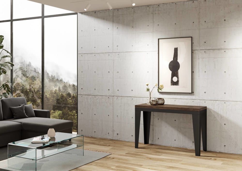 Klapptisch 120x45/90 cm in Holzoptik Nussbaumbraun, Eisen -